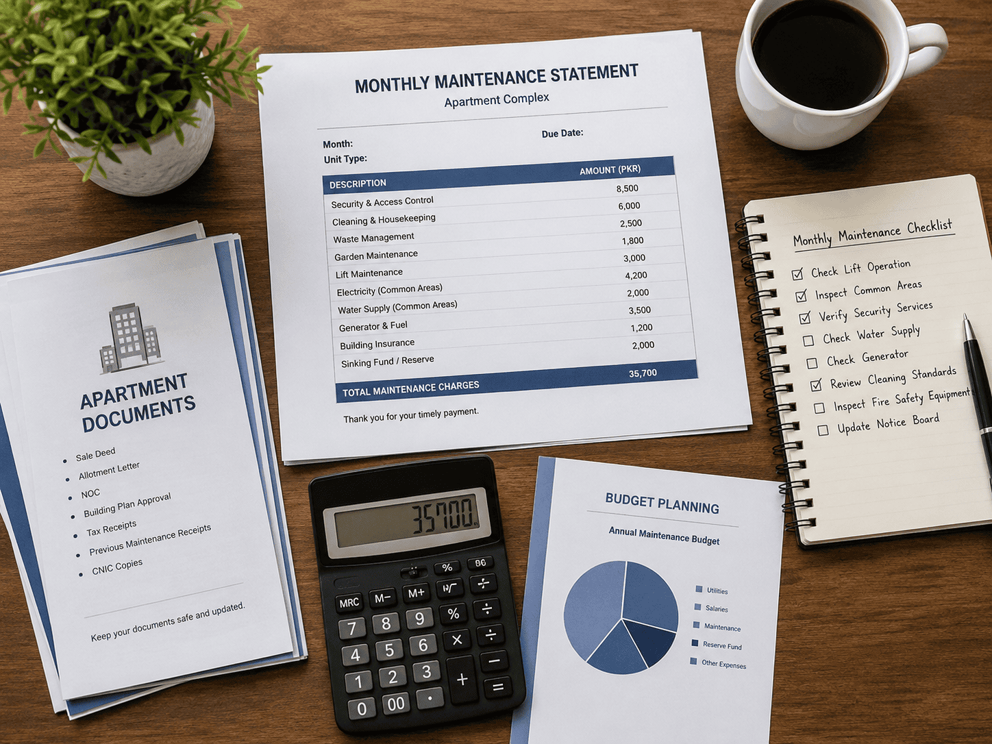 Annual apartment ownership cost checklist for building maintenance and repairs